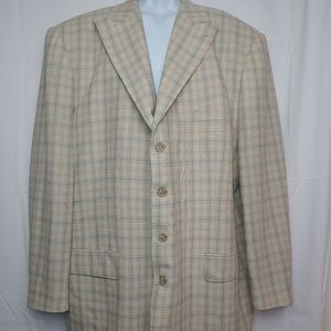 Dormeuil tan/cream plaid 54L blazer